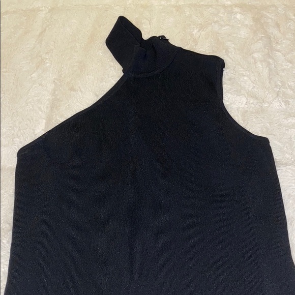 Calvin Klein Asymmetrical Turtleneck Top BLACK - Picture 5 of 5